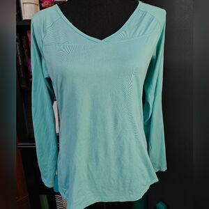 Columbia Green Fitted Long Sleeve Blouse